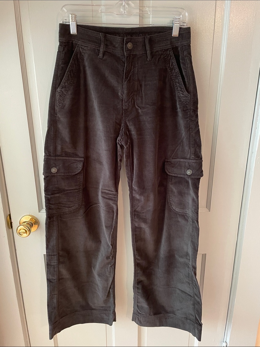 American Eagle Women’s Corduroy Pants Dreamy Drape Baggy Black 4